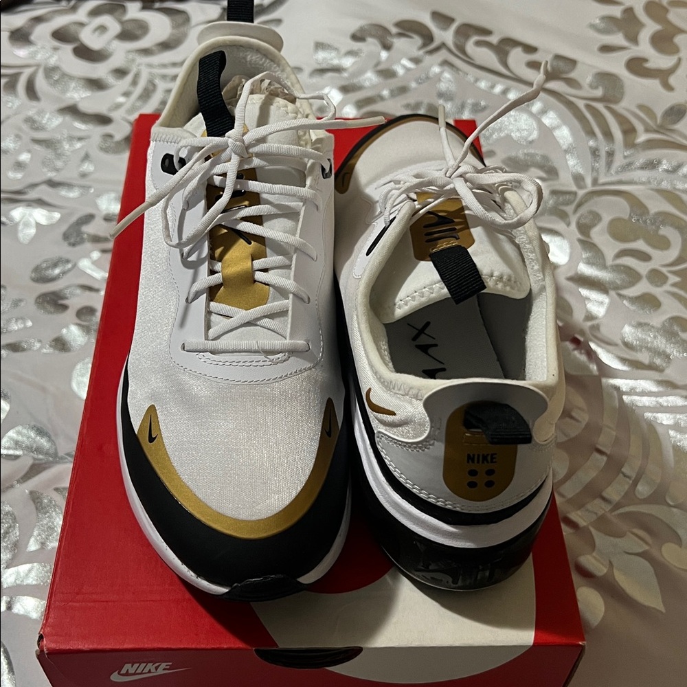 Nike White and Gold Athletic Shoes worn once